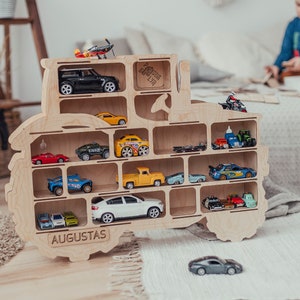 Toy car storage - tractor (wooden garrage truck shelf)