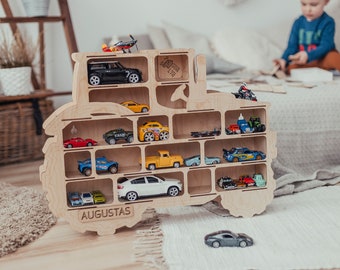 Toy car storage - tractor (wooden garrage truck shelf)