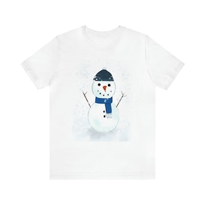 T-Shirt, Snowman/Adorable Snowman Print T-Shirt/Perfect for Winter Fun/Unisex/Women T-shirt/Men T-shirt/Nostalgic Gift/Festive Snowman Shirt