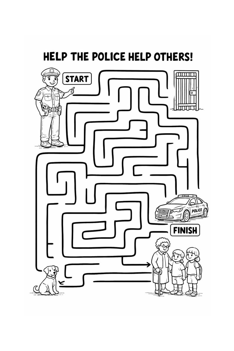 Cop Maze Map Police Officer Coloring Book - Etsy