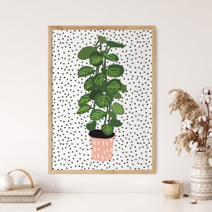 Polka Dot Plant Print, Indoor Plant Print, Plant Wall Art, Plants, Kitchen Wall Art, Bedroom Wall Art, House plant, Fake Plant, Wall Print