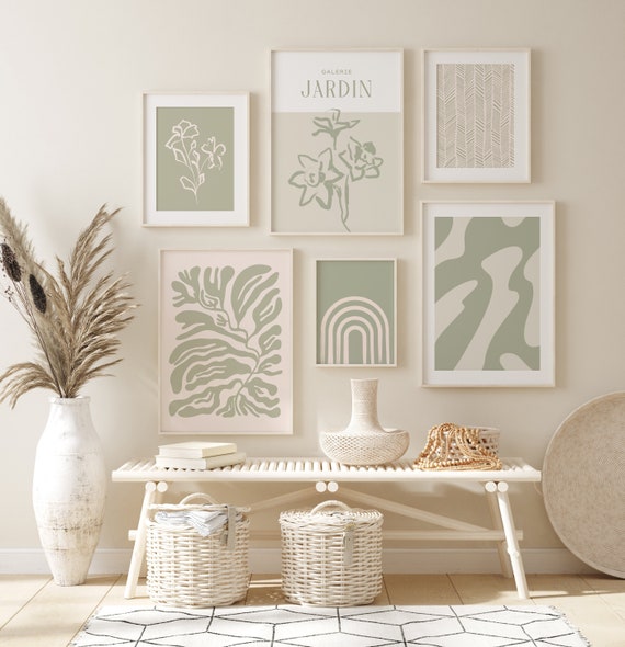 Sage Green Gallery Wall Print Set, Sage Green Aesthetic Prints, Sage Green Wall Prints for Kitchen, Bedroom Prints, Wall Gallery Print Set