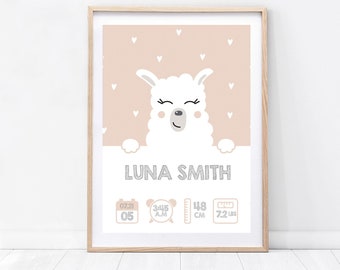 New Baby Personalised Print in Blush | Newborn Personalised Print | Custom Baby Name Print | Gift for Newborn Baby Boy Girl