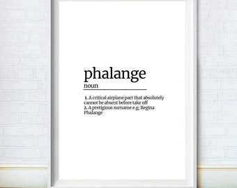 Phalange Definition Print, Friends TV Show Definition Print, Black and White Text Print, Home Decor, Stylish Print, Housewarming Gift