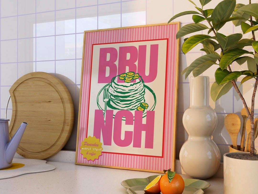 Brunch Kitchen Print, Pink Kitchen Print, Kitchen Poster, Girly Kitchen ...