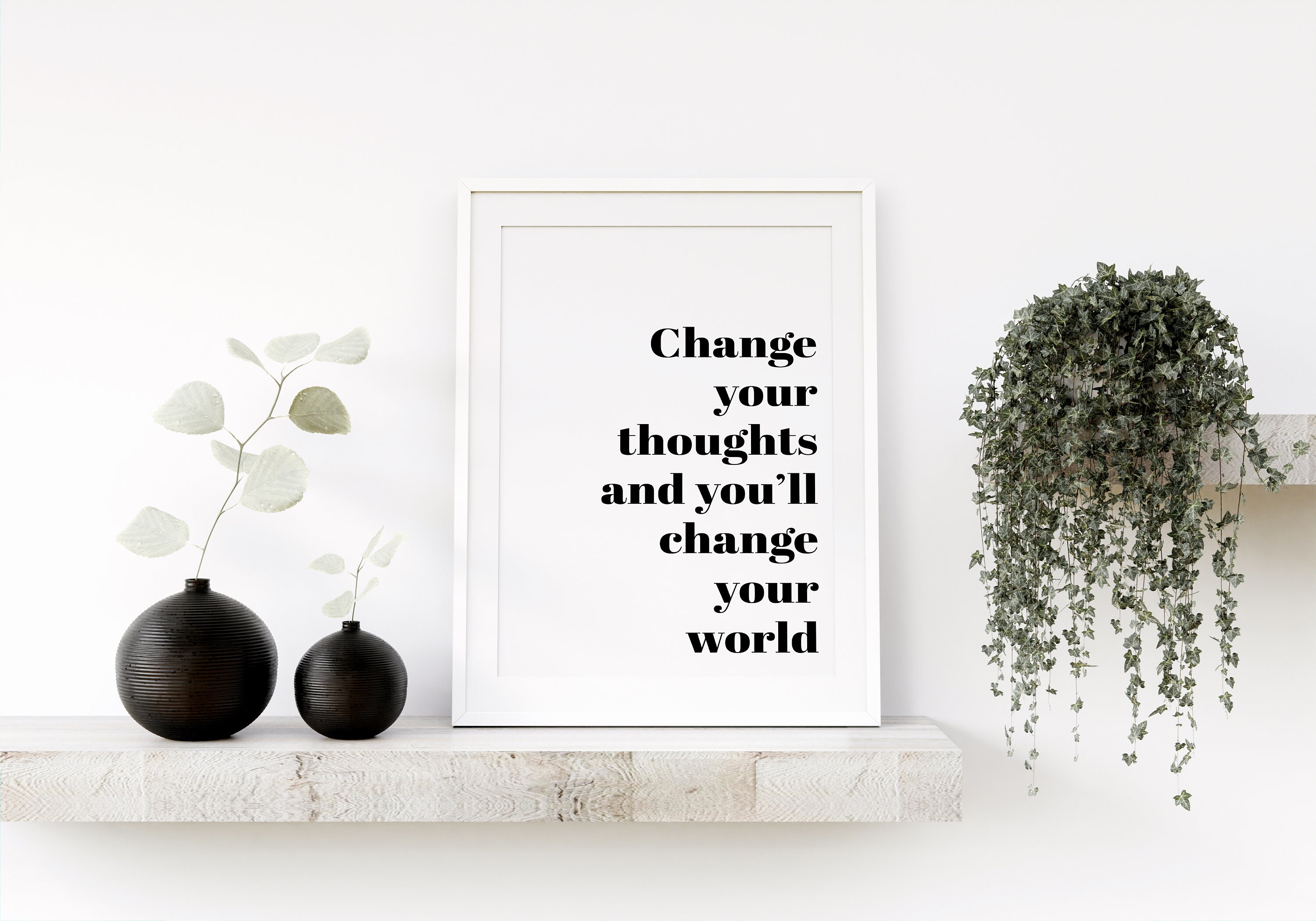 Change Your Thoughts Print Black and White Bold Positive - Etsy