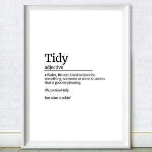 Gavin & Stacey- Tidy Definition Print, TV Show Collection, Gavin and Stacey Nessa Quote Print, Funny Home Decor, Housewarming Gift