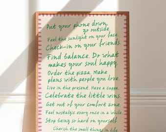 Feel Good Manifesto Print, Inspirational Poster, Positive Print, Self Care Posrer, Self Love Poster, Positive Quote Wall Art