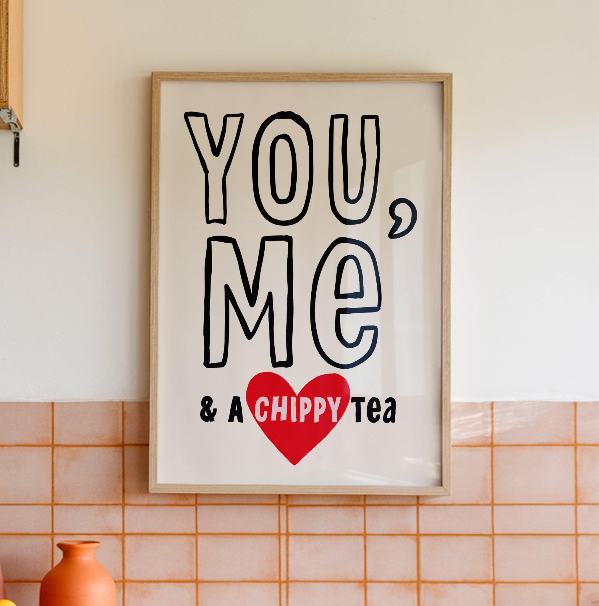 You, Me, Chippy Tea Kitchen Print, Neutral Kitchen Print, Abstract ...