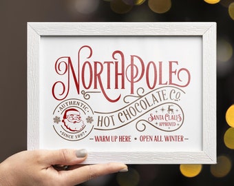 SVG file, North Pole hot chocolate png, christmas svg, North Pole svg, santa claus approved, laser cut file, Glowforge, Cricut, Silhouette