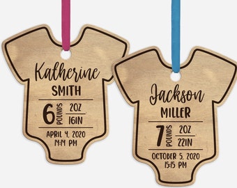 svg, personalized birth stats ornament svg, 1st christmas ornament svg, newborn stats svg, baby onesie ornament svg, new baby keepsake svg