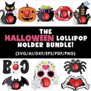 halloween lollipop holder svg, bundle, halloween crafts, DIY, favors, for kids, for guests, candy and sucker holder svg, INSTANT DOWNLOAD