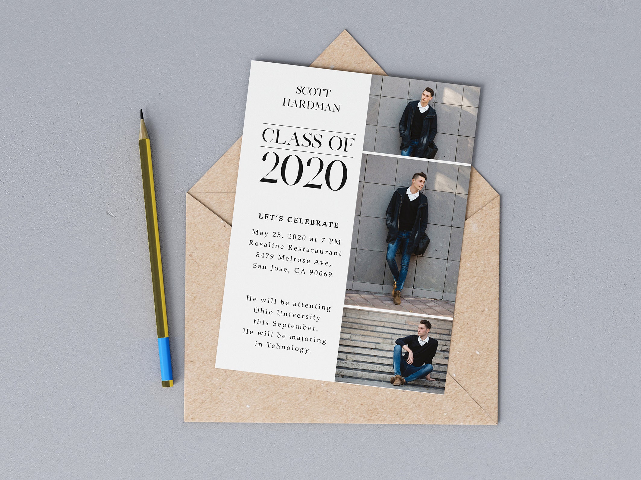 Senior Boy Announcement Template Graduation Announcement Boy Etsy