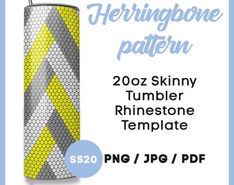 SS 20 rhinestone V Split Herringbone Tumbler Template, Rhinestone geometric design, honeycomb pattern, png, pdf, jpeg, instant download