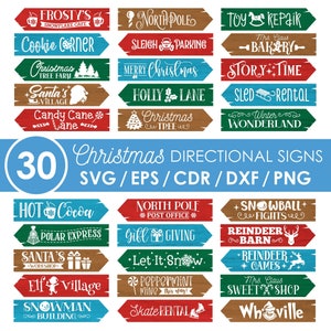 Christmas direction post signs svg, BUNDLE, farmhouse christmas svg, North Pole svg, Cricut, Silhouette, Instant Download
