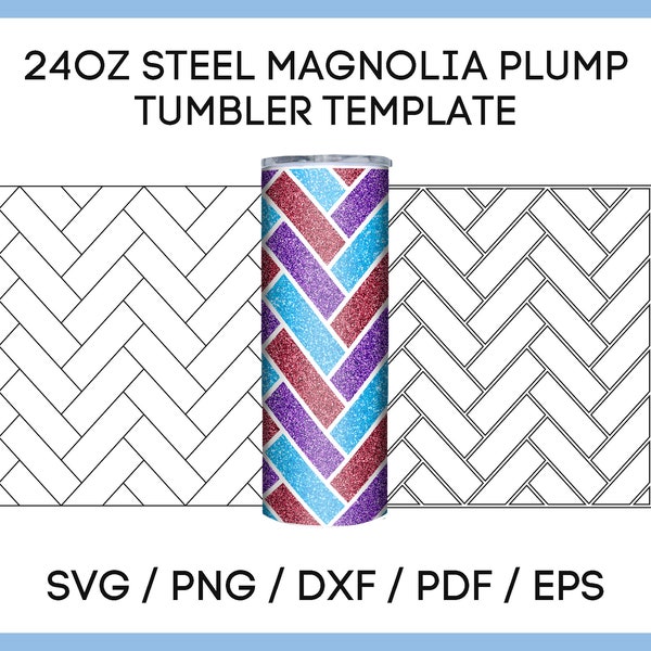 24oz Steel Magnolia Plump, tumbler tape template, Herringbone, Burst Tumbler SVG, parquet, double sided tape, Full Wrap, Instant Download