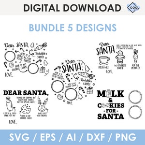 Dear Santa Cookie Tray SVG bundle, Dear Santa Cookies And Milk Svg, santa cookie tray svg, Santa Cookies Svg, digital