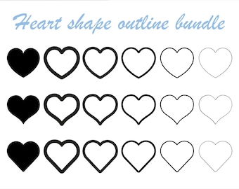 Hearts outline svg, BUNDLE, solid heart shape, Valentine's Day svg, simple heart svg, Cricut, Silhouette, instant download