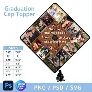 Personalized Photo Collage Graduation Cap Topper Template (Digital Download)