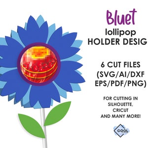 Flower lollipop holder svg, DIY, Valentine&#39;s Day favor, craft for kids, bluet, chocolate holder svg, sucker holder, INSTANT DOWNLOAD