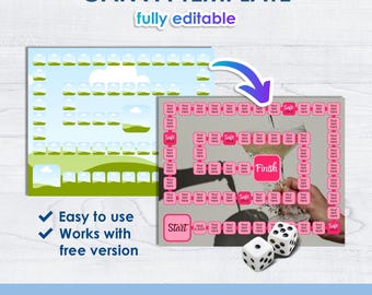 Blank Board Game Template: Editable Kids & Adult Game (SVG, PNG, PDF, Canva)