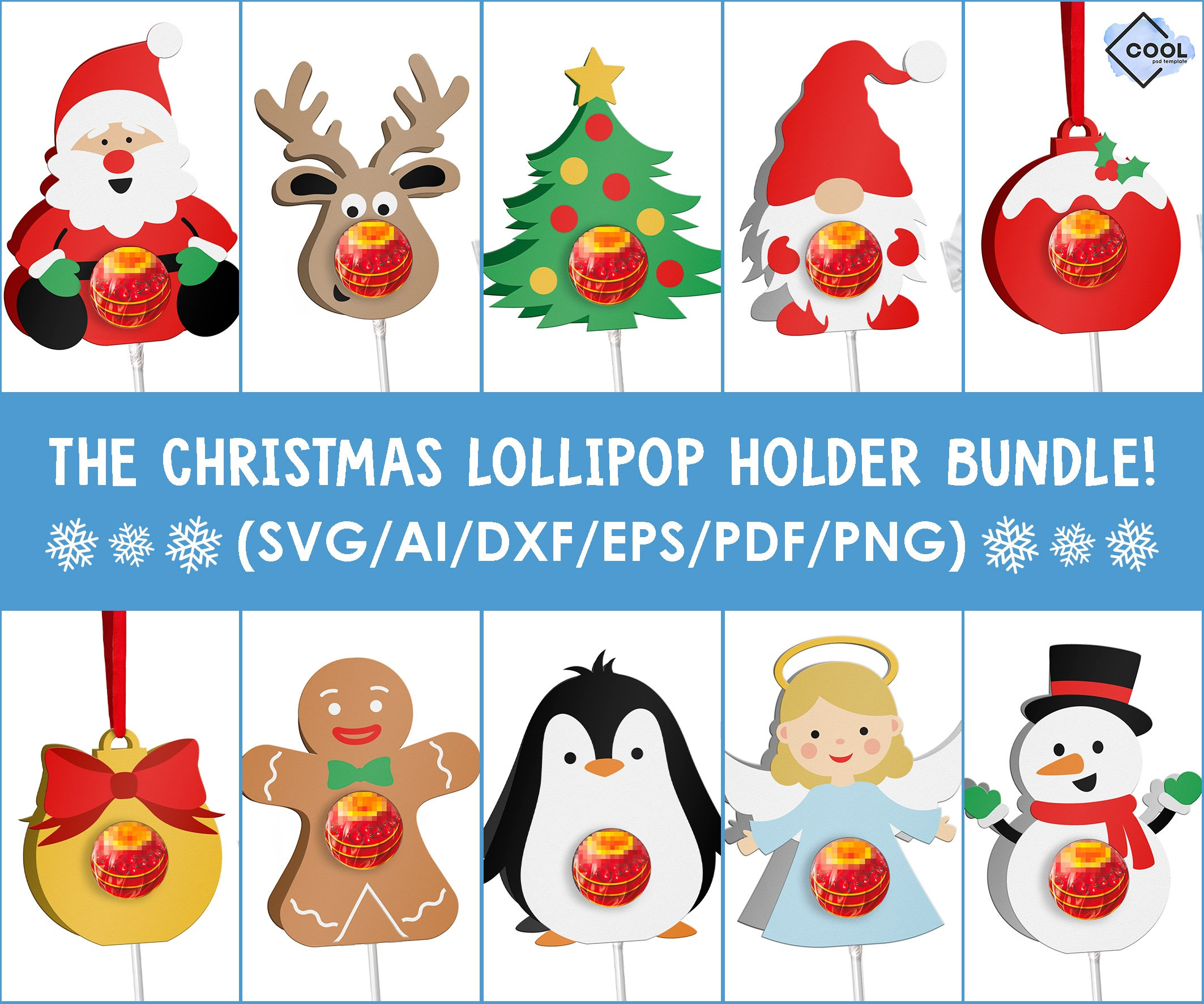 Christmas Lollipop Holder Svg BUNDLE Christmas Favor for - Etsy UK