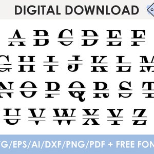 Split Monogram Frame Alphabet, A-Z Alphabet Split Monogram SVG, 26 individual svg | png | dxf for Cricut | Glowforge | Silhouette