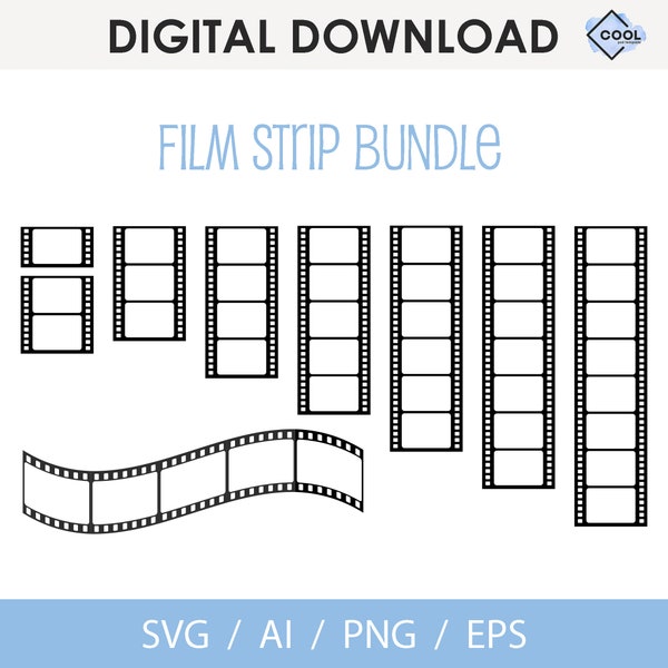 Movie filmstrip svg, Bundle, cinema vintage svg, Negative Film Strips, picture frame svg, Film Reel, Camera Vector, Instant Download