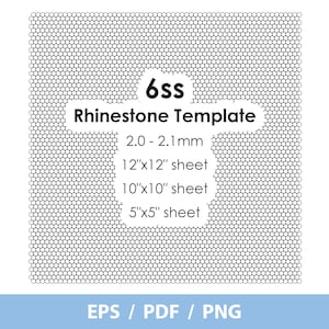 SS6, Rhinestone Sheet template, 6ss, 2.0 - 2.1 mm, 12x12 sheet, 10x10 sheet, 5x5 sheet, Cricut, Silhouette, eps, png, instant download