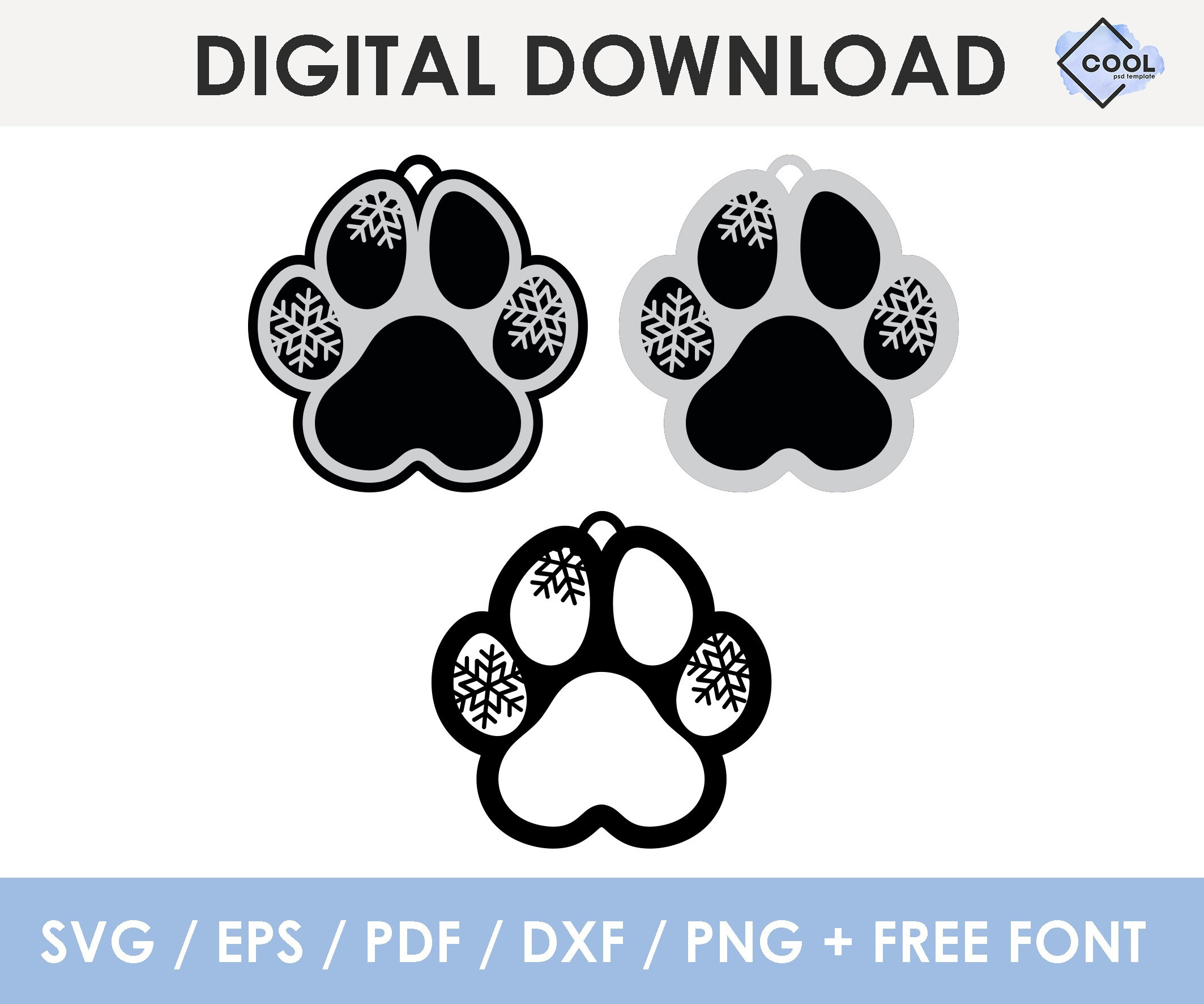 Dog Paw Print Christmas Ornament SVG Personalized Custom - Etsy