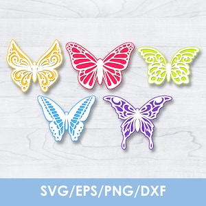 Layered Butterfly svg, BUNDLE, paper butterflies, 3D, DIY, svg, png, clipart, cut template, Cricut, Silhouette, Instant Download