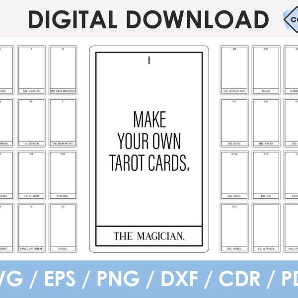 Tarot cards template with blank middle, custom, diy, editable, svg, png, Cricut, Glowforge, Silhouette,  instant download