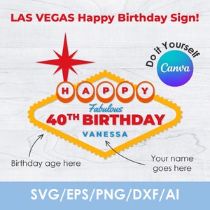 Las Vegas sign template, Canva, editable, cut file, png, transparent, vector, Las Begas Birthday Sign, custom, Cricut, instant download