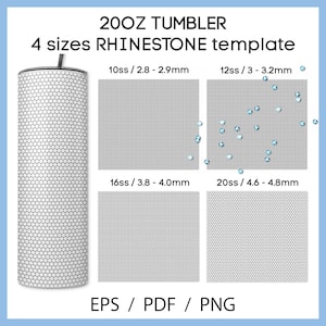 Rhinestone template for 20oz tumbler, 10ss, 12ss, 16ss, 20ss, BUNDLE, Cricut, Silhouette, eps, png, instant download