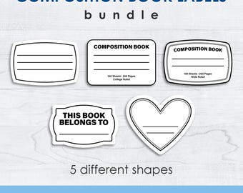 Custom Composition Notebook Label Template, Bundle, Fully Editable, svg, DIY, personalized, back to school, Instant Download, Cricut