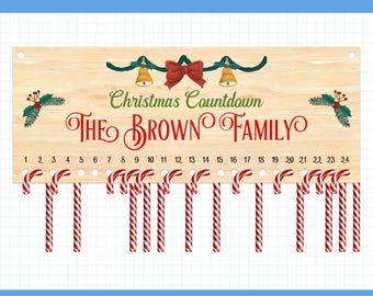 Editable Christmas Candy Cane Countdown Svg Sign Blank Template