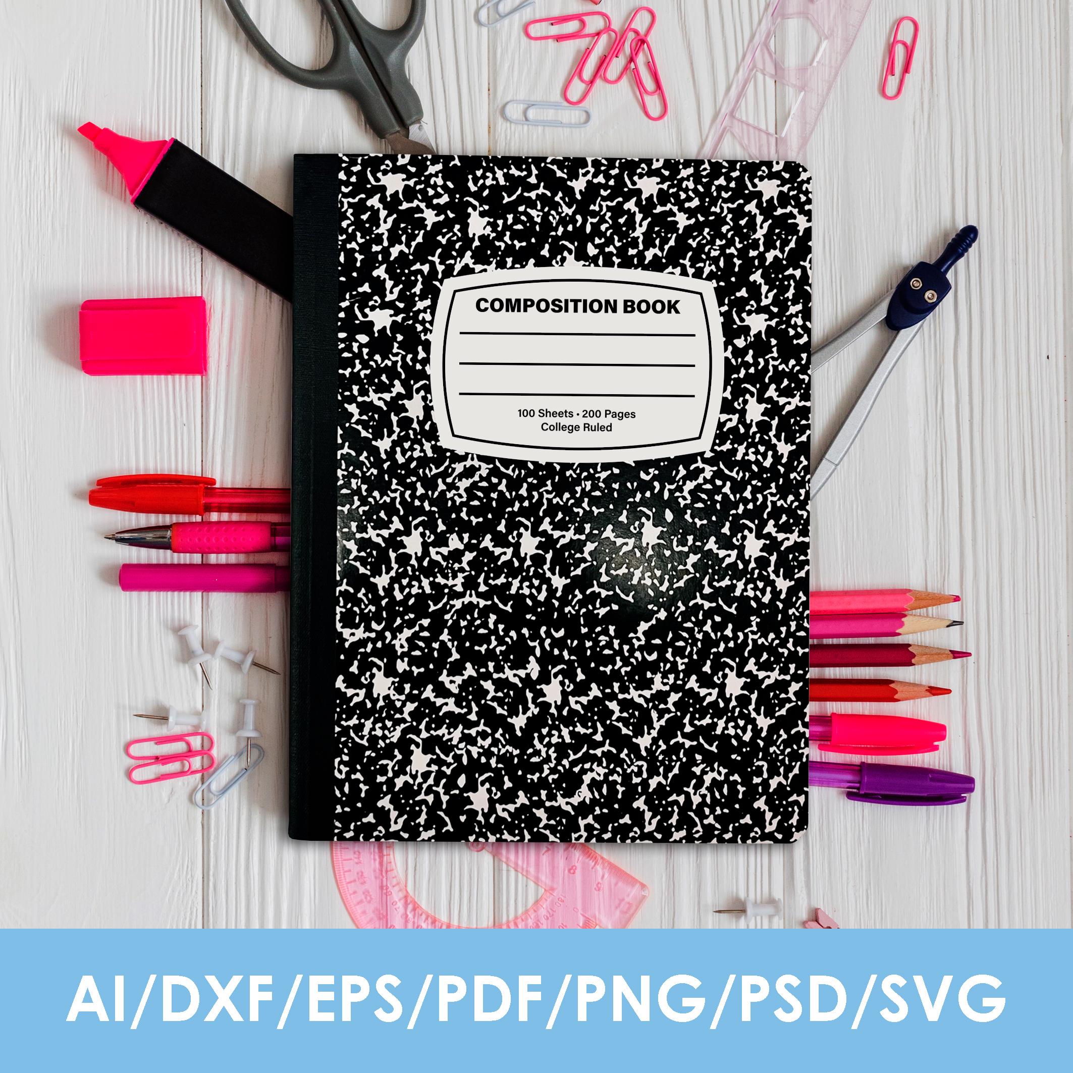 Classic Editable Composition Notebook Label Blank Template, Svg, Png ...