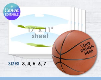 Basketball Panel Blank Template, Canva Editable, Customizable, All Sizes Bundle, DIY, Printable, Custom Basketball Panel Designs Drag & Drop