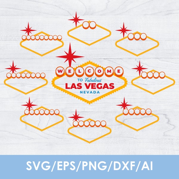 Las Vegas sign svg, BUNDLE, blank template, cut file, png, transparent, vector, clipart, Cricut, instant download, Commercial Use