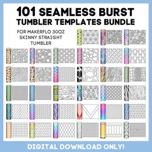 BUNDLE, 30oz Skinny Straight Makerflo, tumbler tape template, Burst Tumbler SVG, Seamless Design, 30 oz, Full Wrap, Instant Download