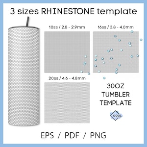 Rhinestone template for 30oz tumbler, 10ss, 16ss, 20ss, BUNDLE, Cricut, Silhouette, eps, png, instant download