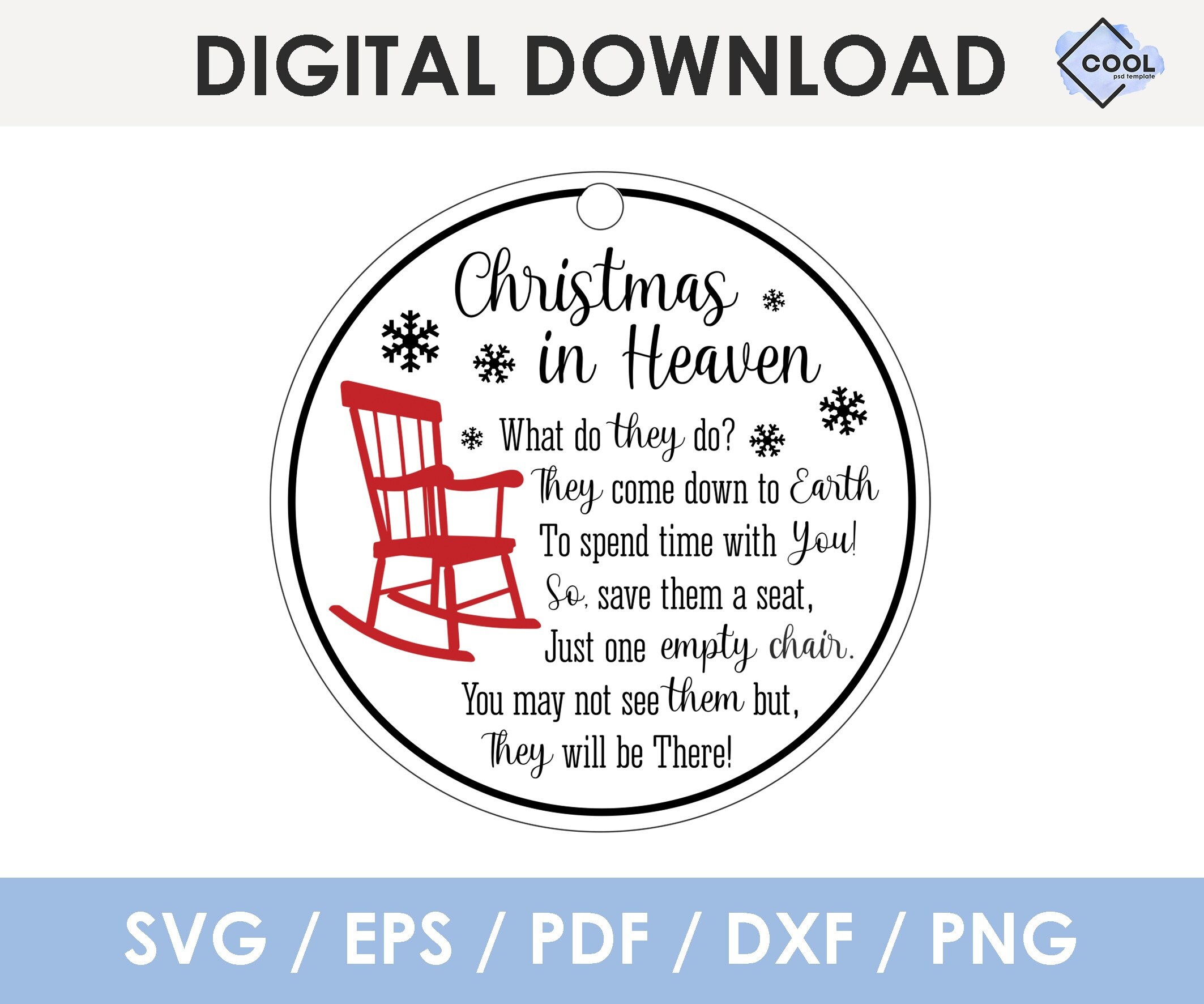 Christmas in Heaven Chair Ornament SVG Laser File Christmas - Etsy