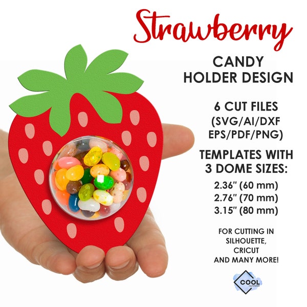 Valentine's Day Candy Dome SVG, Strawberry, chocolate holder svg, DIY, craft for kids | for adults, ornament gift, png, Instant Download