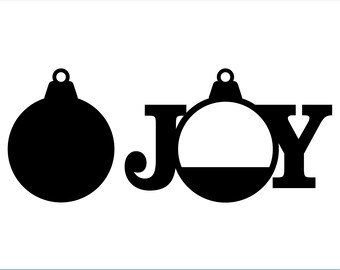 Könnte beinhalten: Schwarz-weißer digitaler Download von Weihnachtsschmuck und dem Wort "JOY". Ein Ornament ist komplett schwarz, das andere ist mit einem weißen Oberteil und einem schwarzen Unterteil geteilt. Das Wort "JOY" ist in einer fetten, serifenlosen Schriftart geschrieben. Der Text "DIGITALER DOWNLOAD" steht oben.