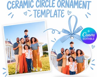 Editable Round Christmas Ornament Blank Template