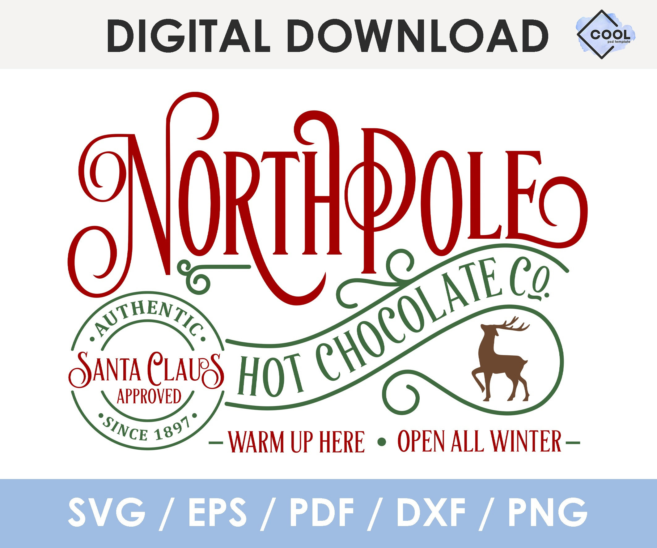 North Pole Hot Chocolate Svg Christmas Svg North Pole Svg Etsy