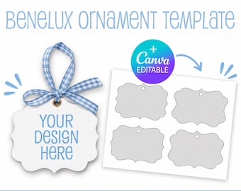 Benelux Ornament Template, Canva, Cricut, Editable Christmas Ornament, Sublimation, Gift Tag Blank Template, Drag & Drop, Instant Download