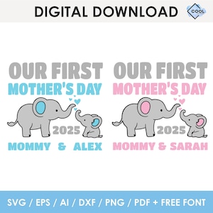 our first mothers day svg elephant, mothers day 2025 svg, new mom svg