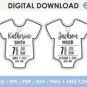 birth stats christmas ornament svg, baby onesie 1st christmas ornament svg, laser cut file