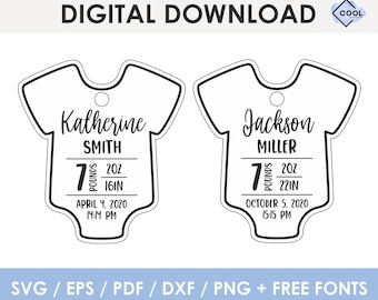 birth stats christmas ornament svg, baby onesie 1st christmas ornament svg, laser cut file